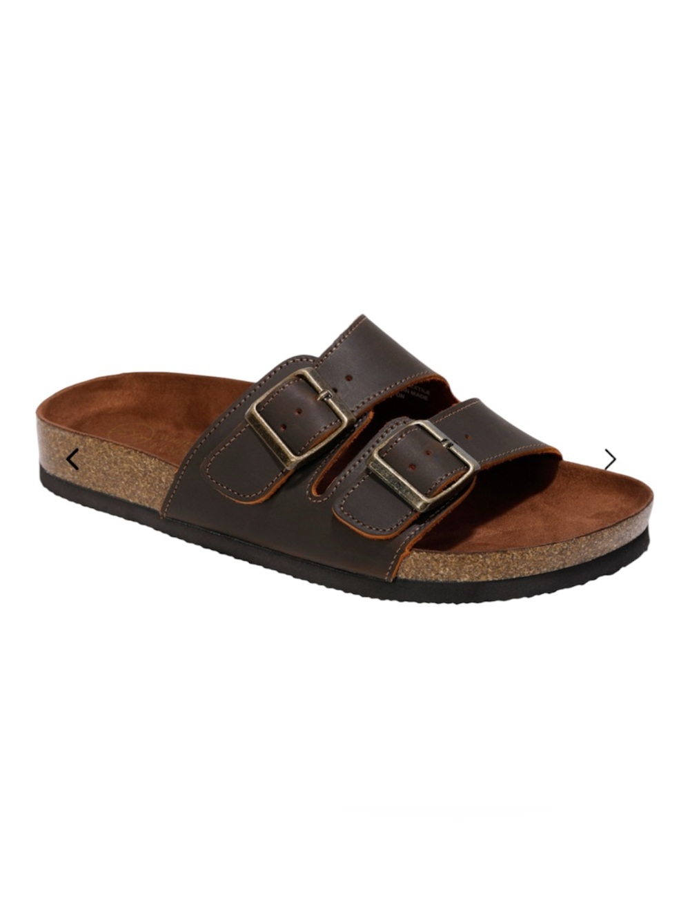 White Mountain Men’s Hampton  Brown Double-Buckle Slide Sandals Size 12 NWT